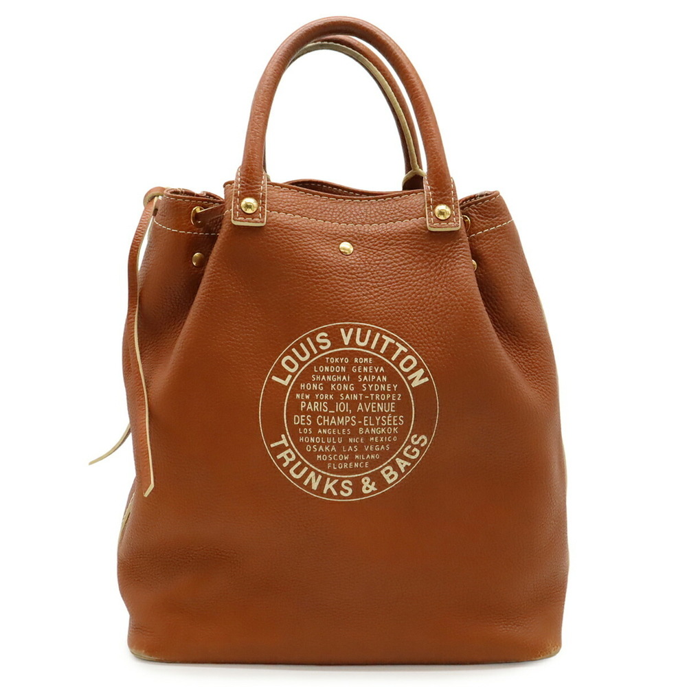 Louis Vuitton Brown Leather Trunks & Bags Drawstring Tote
